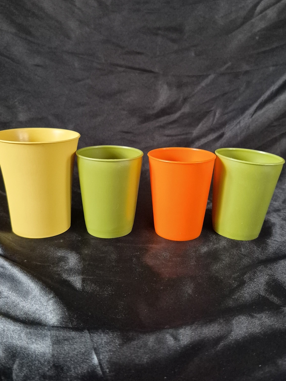 Vintage cups, Tumblers Avocado, mustard and orange 1970s colors retro